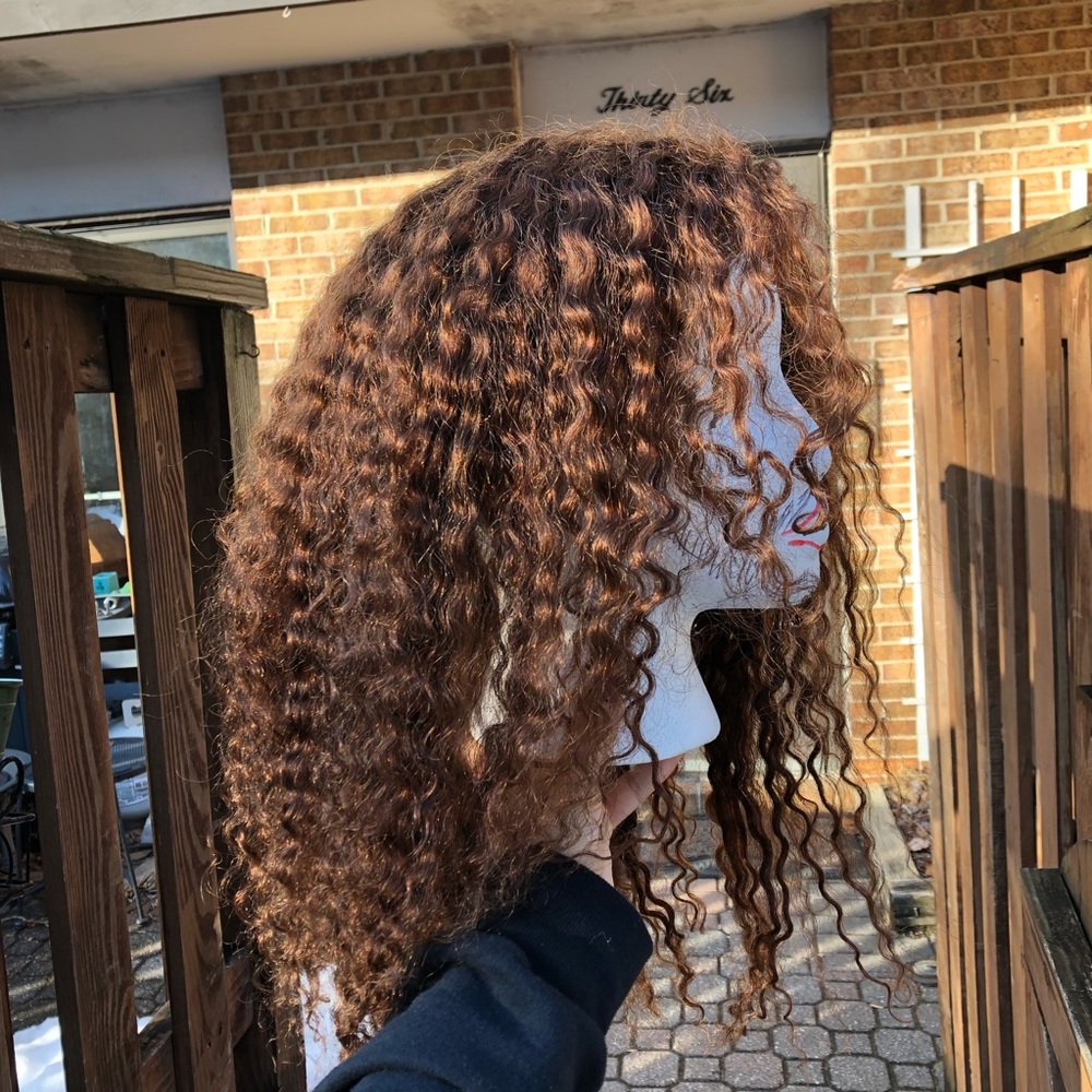16 in lace front curly light brown human hair wig